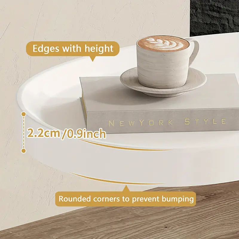 Casual White and Golden Small Coffee Table with Lightweight Design-2