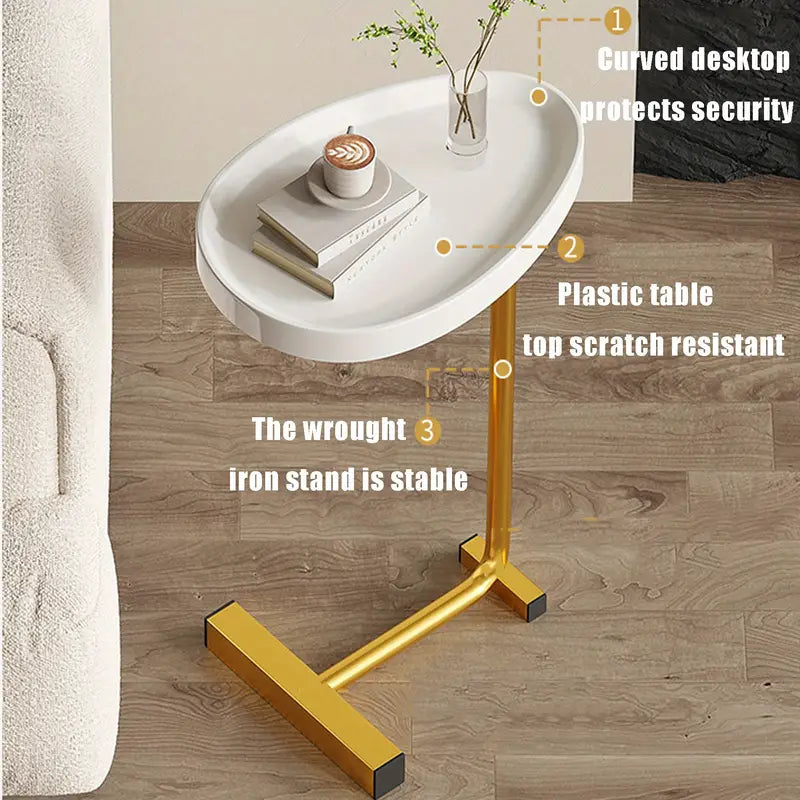 Casual White and Golden Small Coffee Table with Lightweight Design-3