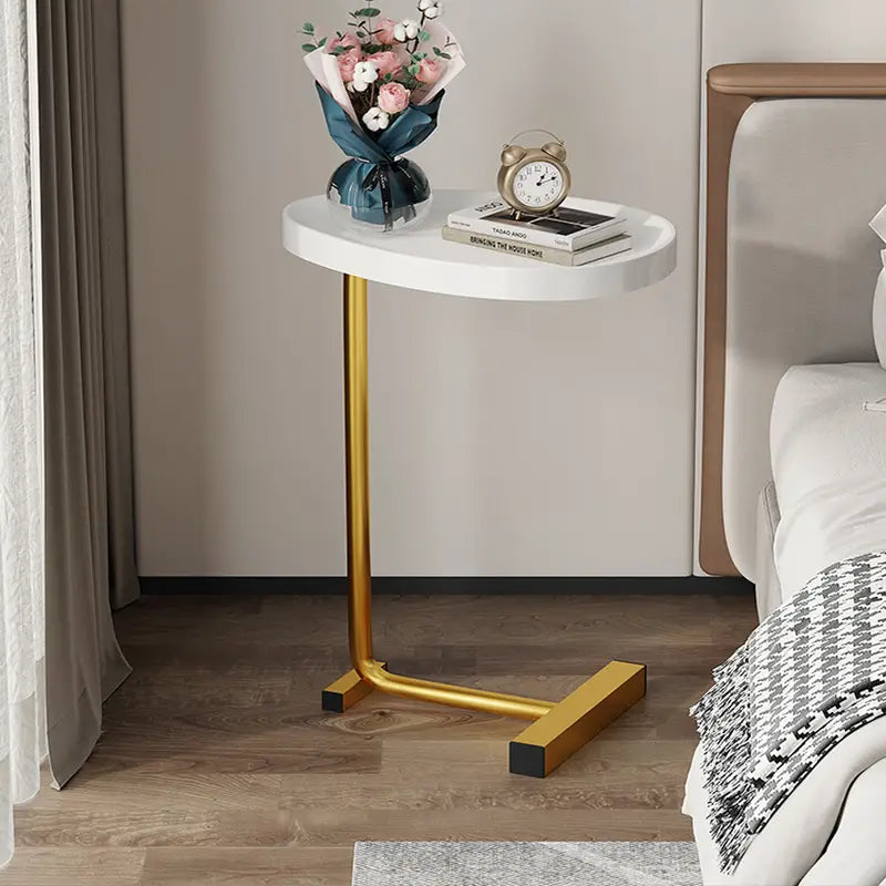 Casual White and Golden Small Coffee Table with Lightweight Design-1
