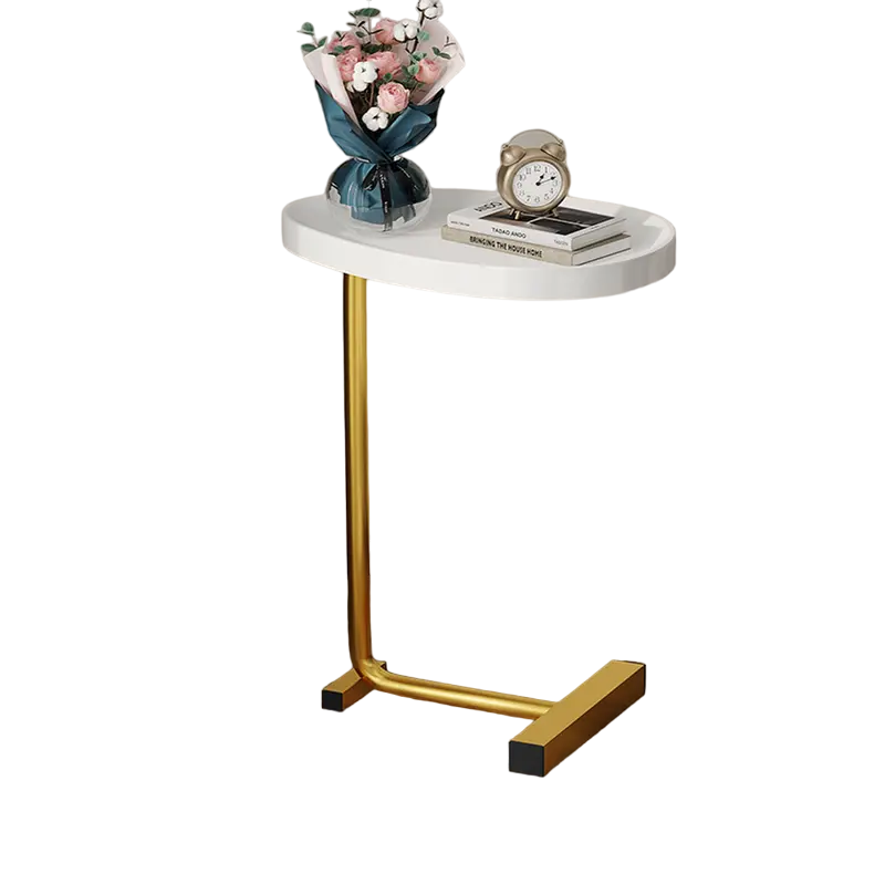 Casual White and Golden Small Coffee Table with Lightweight Design-0