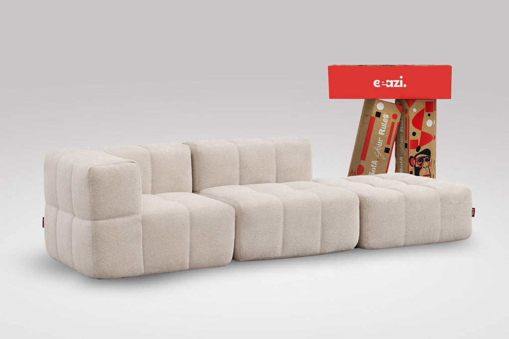 3 Teiliges Modulares Sofa – Beige-0