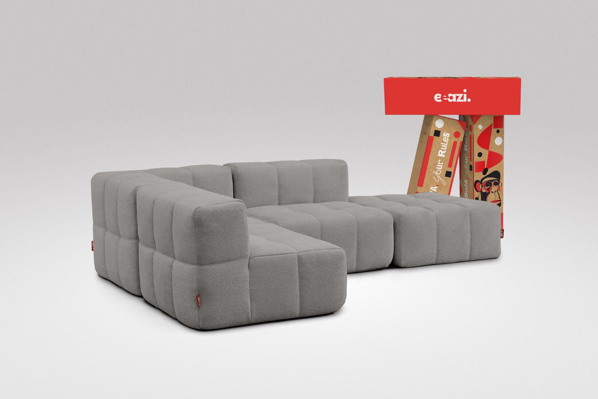 4 Teiliges Modulares Sofa – Grau-0