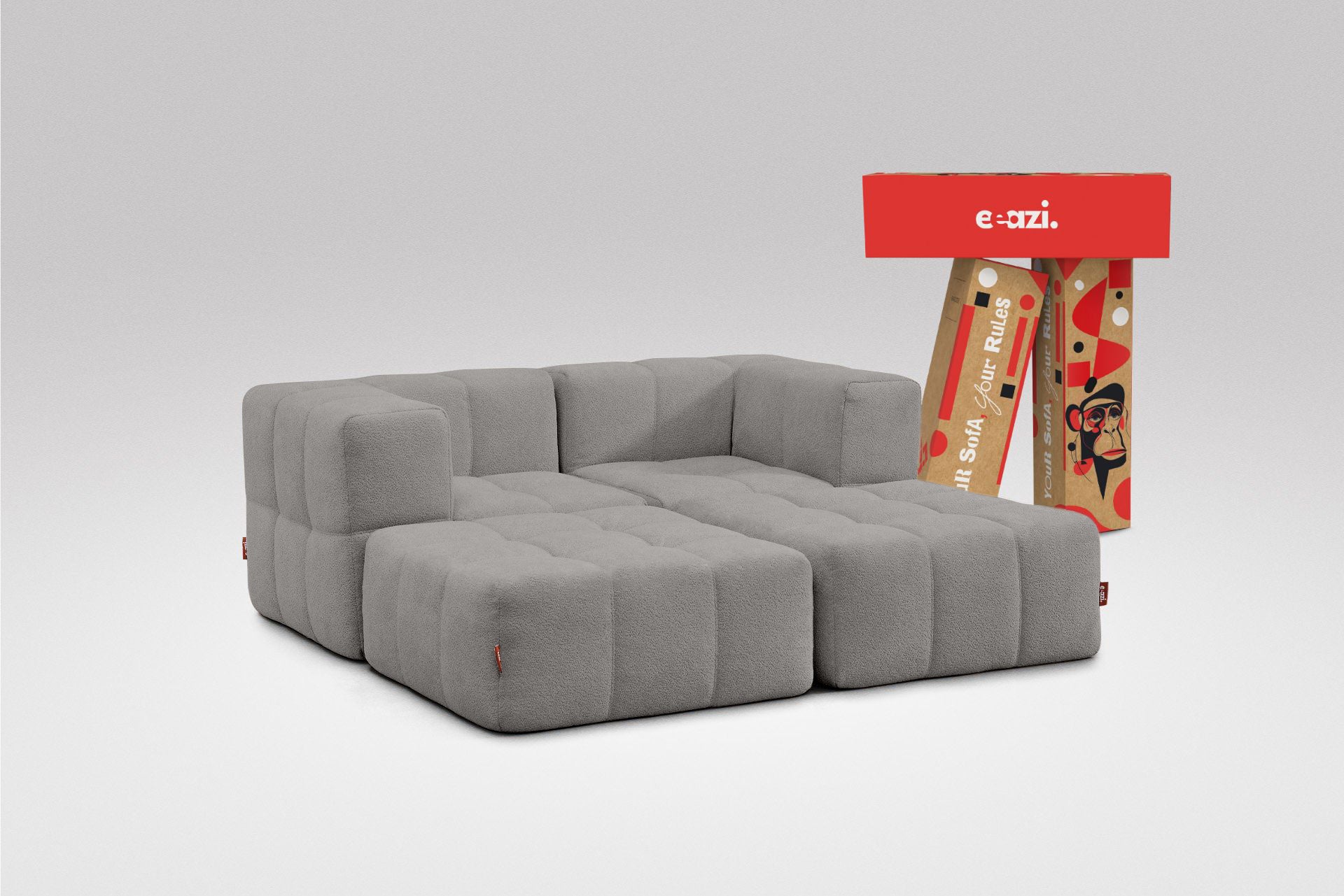 4 Teiliges Modulares Sofa – Grau-0