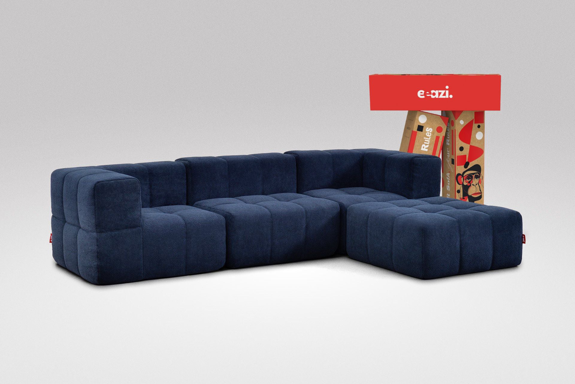 4 Teiliges Modulares Sofa – Blau-0