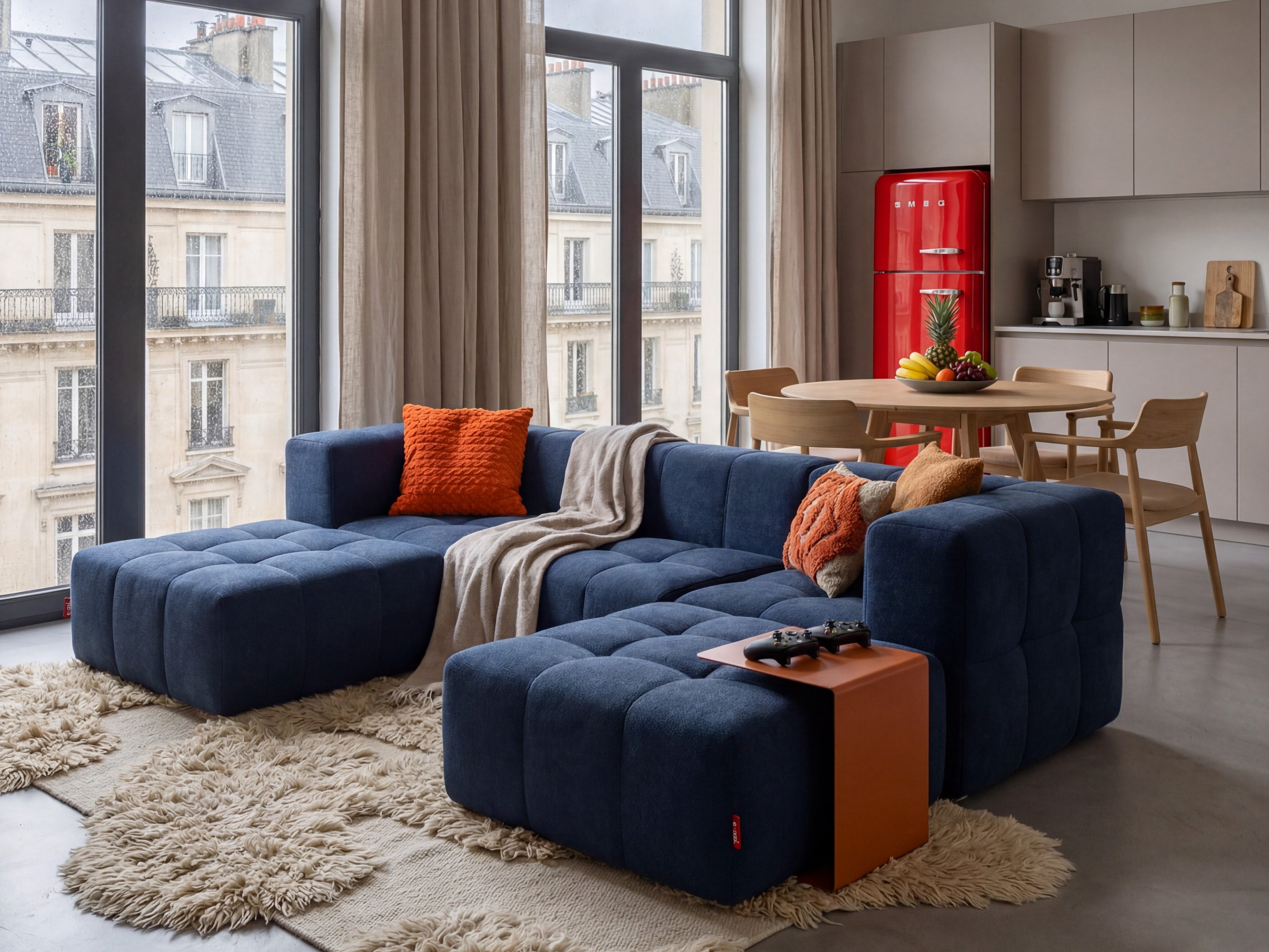 6 Teiliges Modulares Sofa – Blau-4