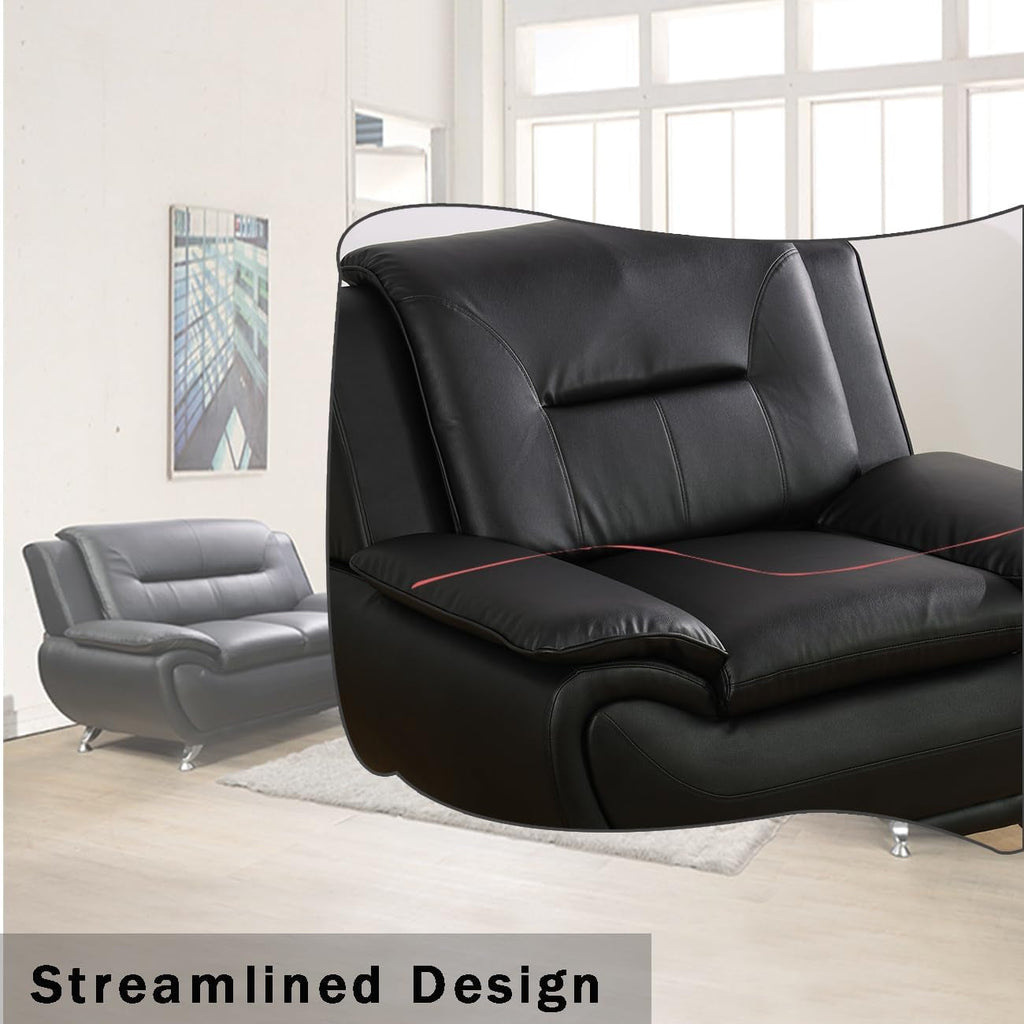 Leather Couches For Living Room Black Sofa And Loveseat Set-2
