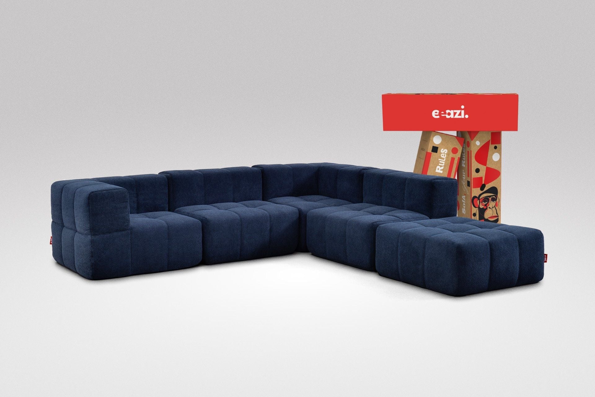 5 Teiliges Modulares Sofa – Blau-0