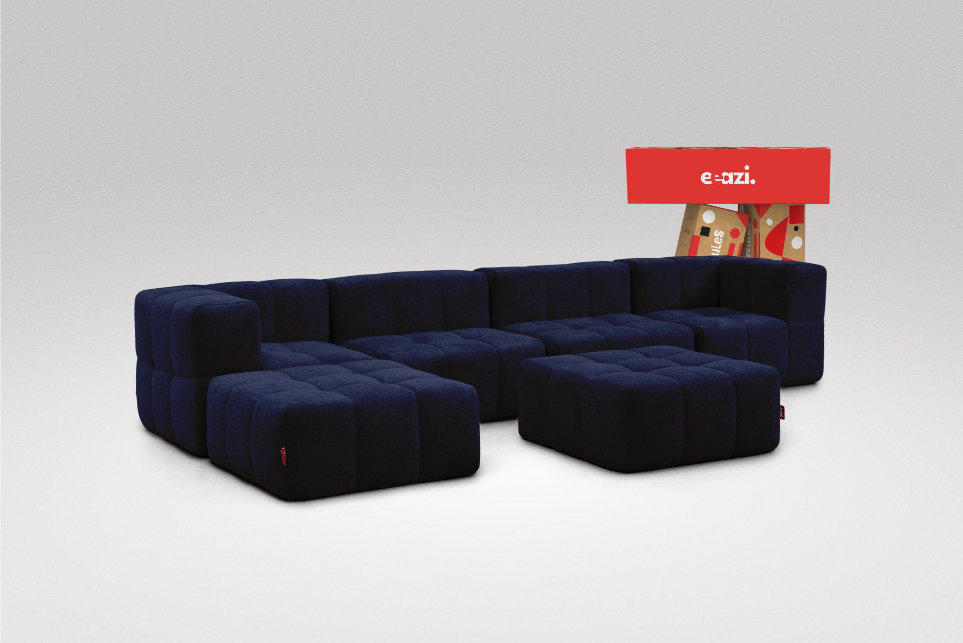 6 Teiliges Modulares Sofa – Blau-0