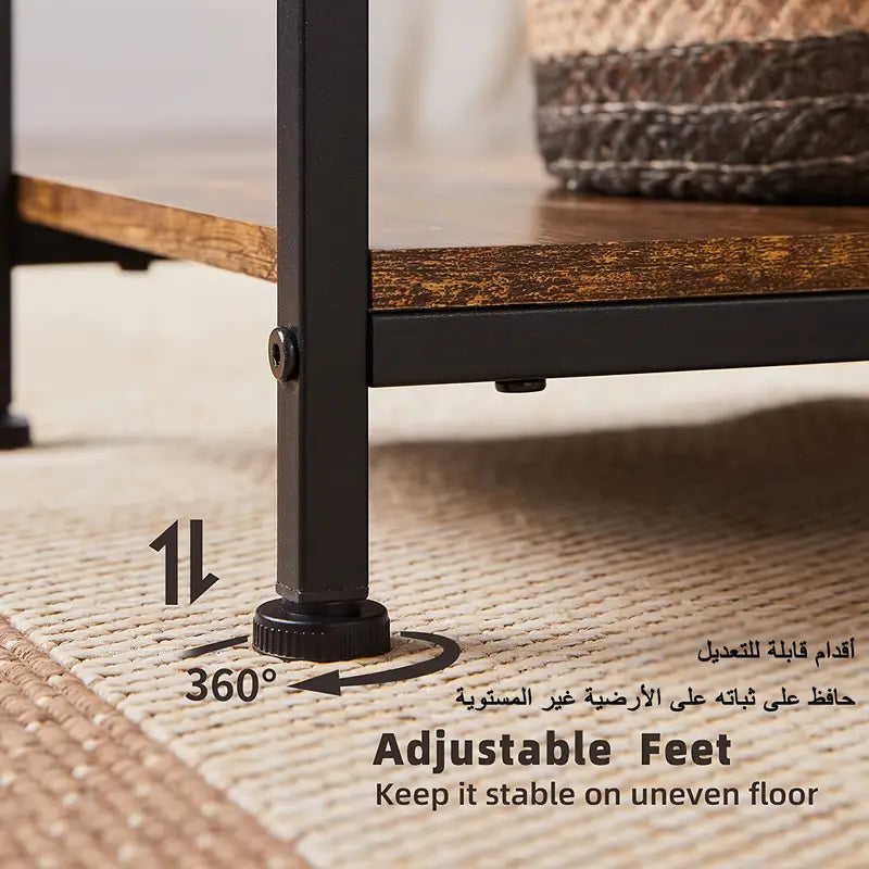 Brown Rectangular Living Room Entryway Table with Shelf and Two Drawers-3